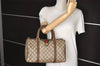Authentic GUCCI Web Sherry Line Hand Boston Bag GG PVC Leather Brown Junk 6887J