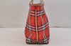 Authentic BURBERRY Vintage Check Tote Hand Bag Nylon Leather Red 6888K