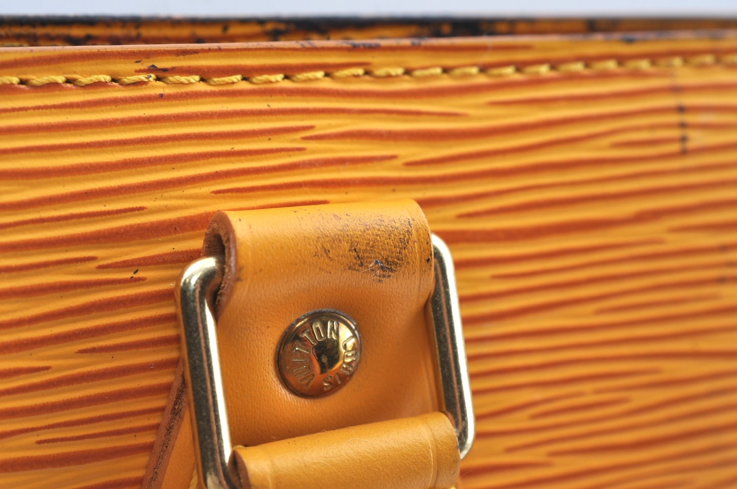 Authentic Louis Vuitton Epi Leather Sac Plat Hand Bag M52079 Yellow Junk 6889G