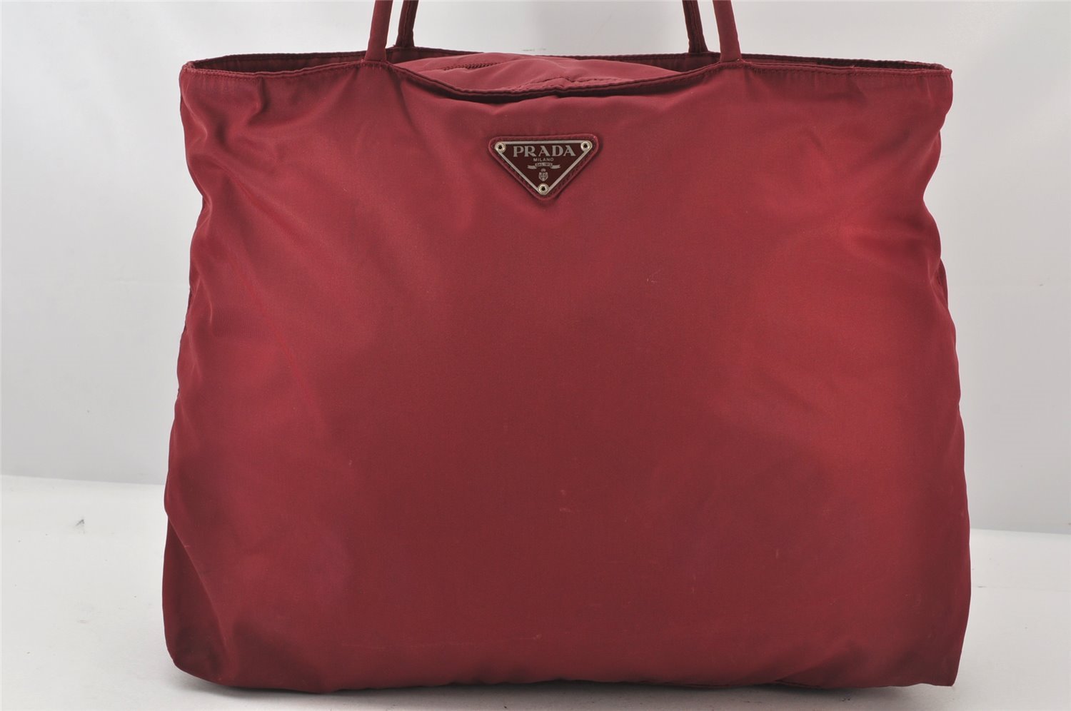 Authentic PRADA Vintage Nylon Tessuto Shoulder Tote Bag Red 6889K