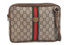 Authentic GUCCI Web Sherry Line GG Plus Clutch Bag PVC Leather Brown Junk 6890K