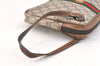 Authentic GUCCI Web Sherry Line GG Plus Clutch Bag PVC Leather Brown Junk 6890K