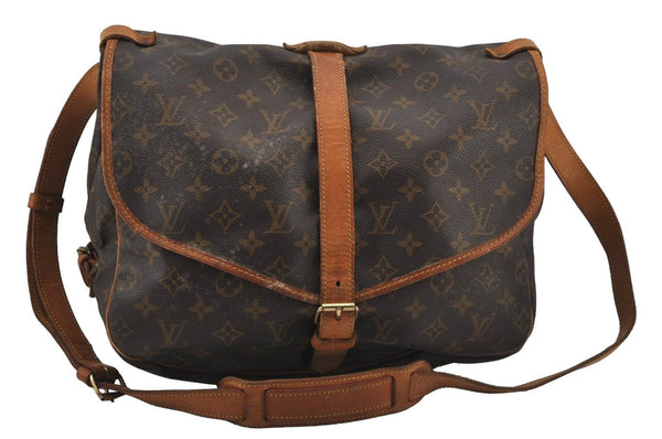 Authentic Louis Vuitton Monogram Saumur 35 Shoulder Cross Bag M42254 LV 6893J