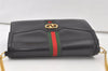 Authentic GUCCI Web Sherry Line Chain Shoulder Cross Bag Leather Black 6893K