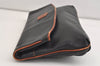 Authentic CELINE Vintage Clutch Hand Bag Purse Leather Black 6894J