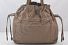 Authentic PRADA Vintage Leather Drawstring Tote Bag Purse Beige 6894K