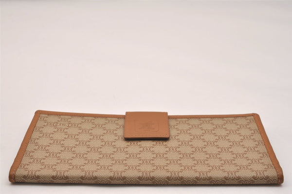 Authentic CELINE Macadam Blason Pattern Long Wallet PVC Leather Beige 6895J