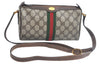 Authentic GUCCI Web Sherry Line Shoulder Bag GG PVC Leather Brown Junk 6896J