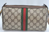 Authentic GUCCI Web Sherry Line Shoulder Bag GG PVC Leather Brown Junk 6896J