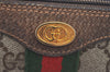 Authentic GUCCI Web Sherry Line Shoulder Bag GG PVC Leather Brown Junk 6896J
