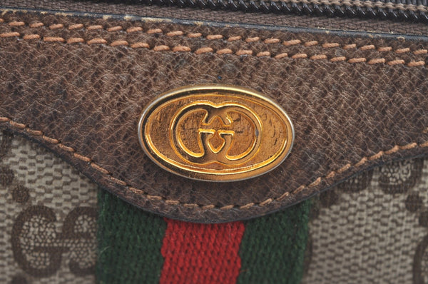 Authentic GUCCI Web Sherry Line Shoulder Bag GG PVC Leather Brown Junk 6896J