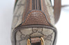 Authentic GUCCI Web Sherry Line Shoulder Bag GG PVC Leather Brown Junk 6896J