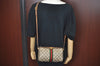 Authentic GUCCI Web Sherry Line Shoulder Bag GG PVC Leather Brown Junk 6896J