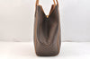 Authentic CELINE Macadam Blason Shoulder Tote Bag PVC Leather Brown 6896K