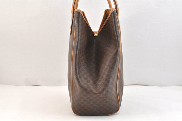 Authentic CELINE Macadam Blason Shoulder Tote Bag PVC Leather Brown 6896K