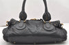 Authentic Chloe Vintage Paddington Leather Shoulder Hand Bag Black 6899K