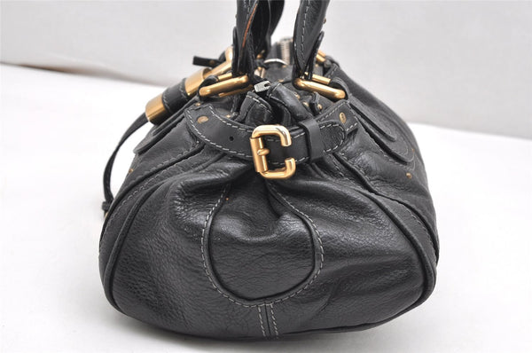 Authentic Chloe Vintage Paddington Leather Shoulder Hand Bag Black 6899K