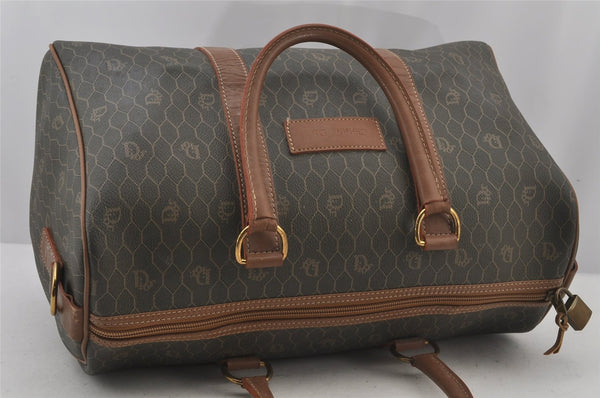 Authentic Christian Dior Honeycomb 2Way Hand Bag PVC Leather Khaki CD 6900J