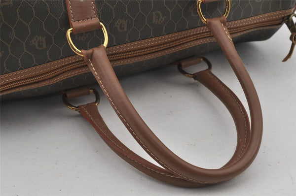 Authentic Christian Dior Honeycomb 2Way Hand Bag PVC Leather Khaki CD 6900J