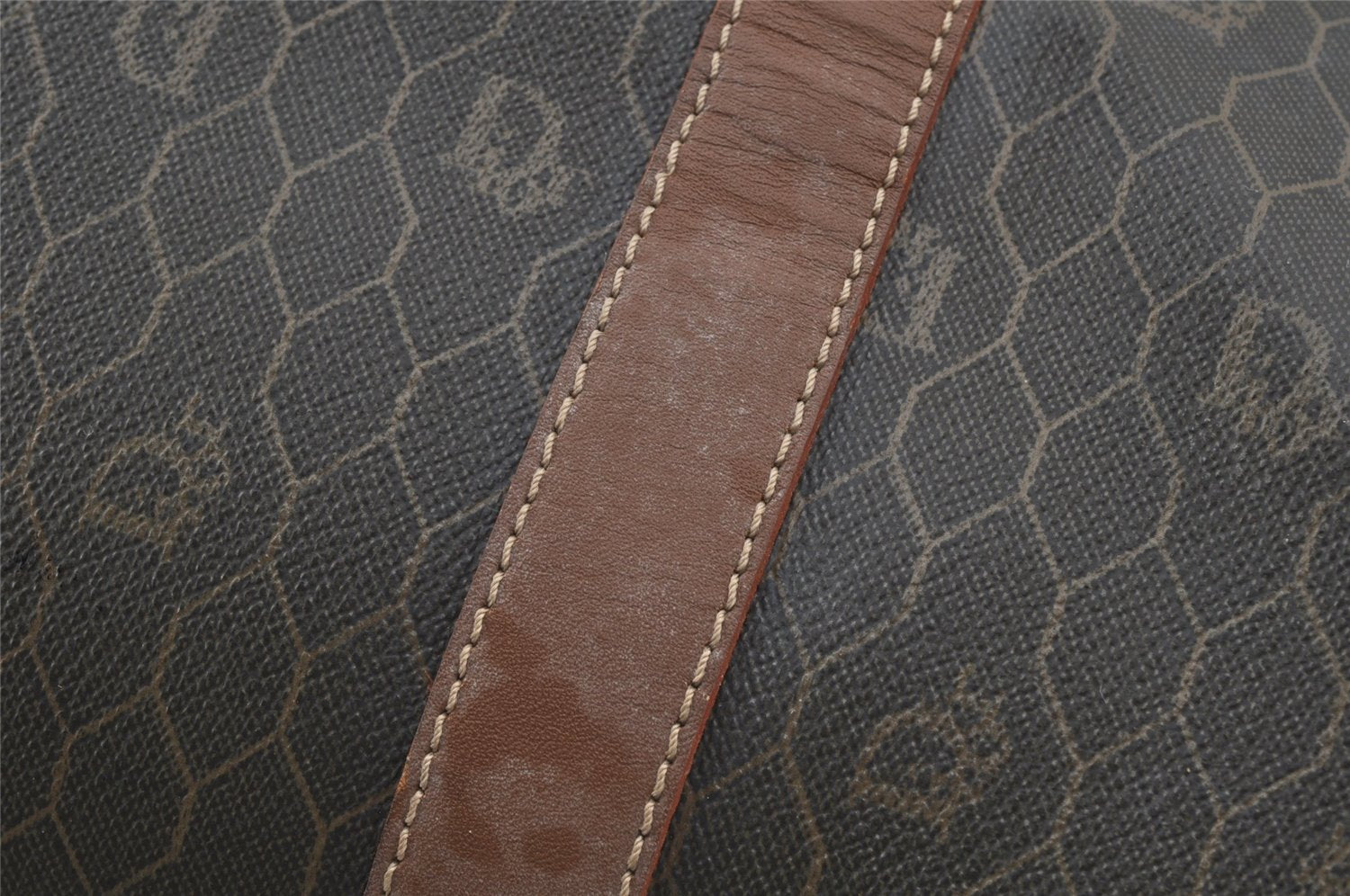 Authentic Christian Dior Honeycomb 2Way Hand Bag PVC Leather Khaki CD 6900J
