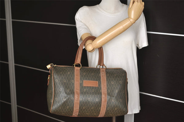 Authentic Christian Dior Honeycomb 2Way Hand Bag PVC Leather Khaki CD 6900J