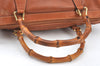 Authentic GUCCI Bamboo 2way Shoulder Hand Bag Purse Leather Brown Junk 6901H