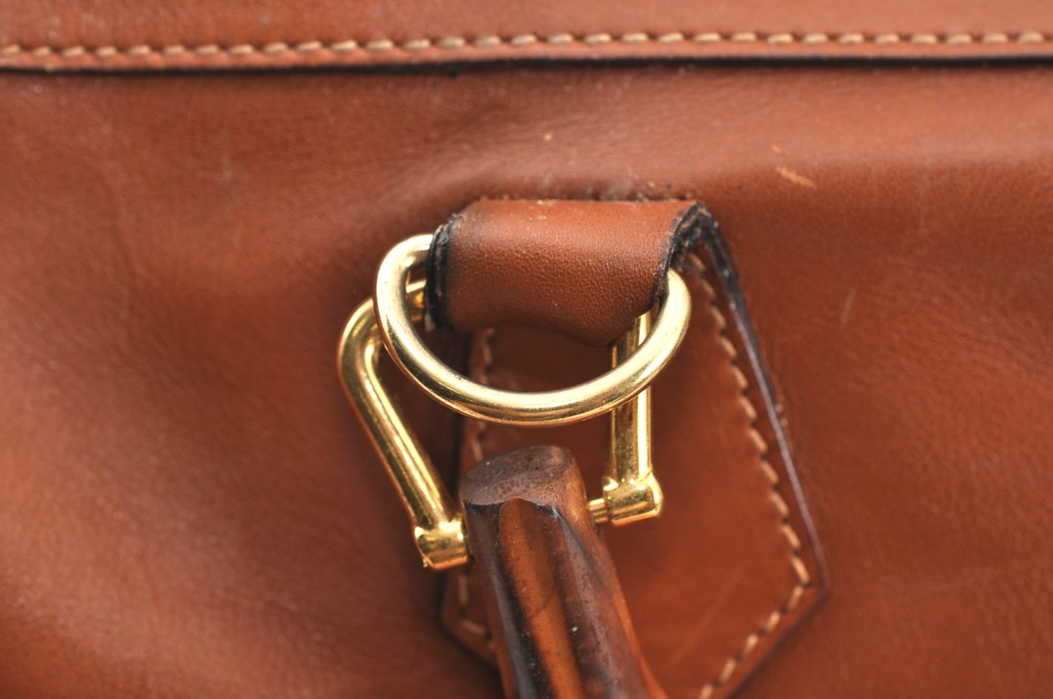 Authentic GUCCI Bamboo 2way Shoulder Hand Bag Purse Leather Brown Junk 6901H