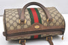 Authentic GUCCI Web Sherry Line Hand Boston Bag GG PVC Leather Brown Junk 6901K