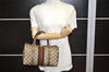 Authentic GUCCI Web Sherry Line Hand Boston Bag GG PVC Leather Brown Junk 6901K