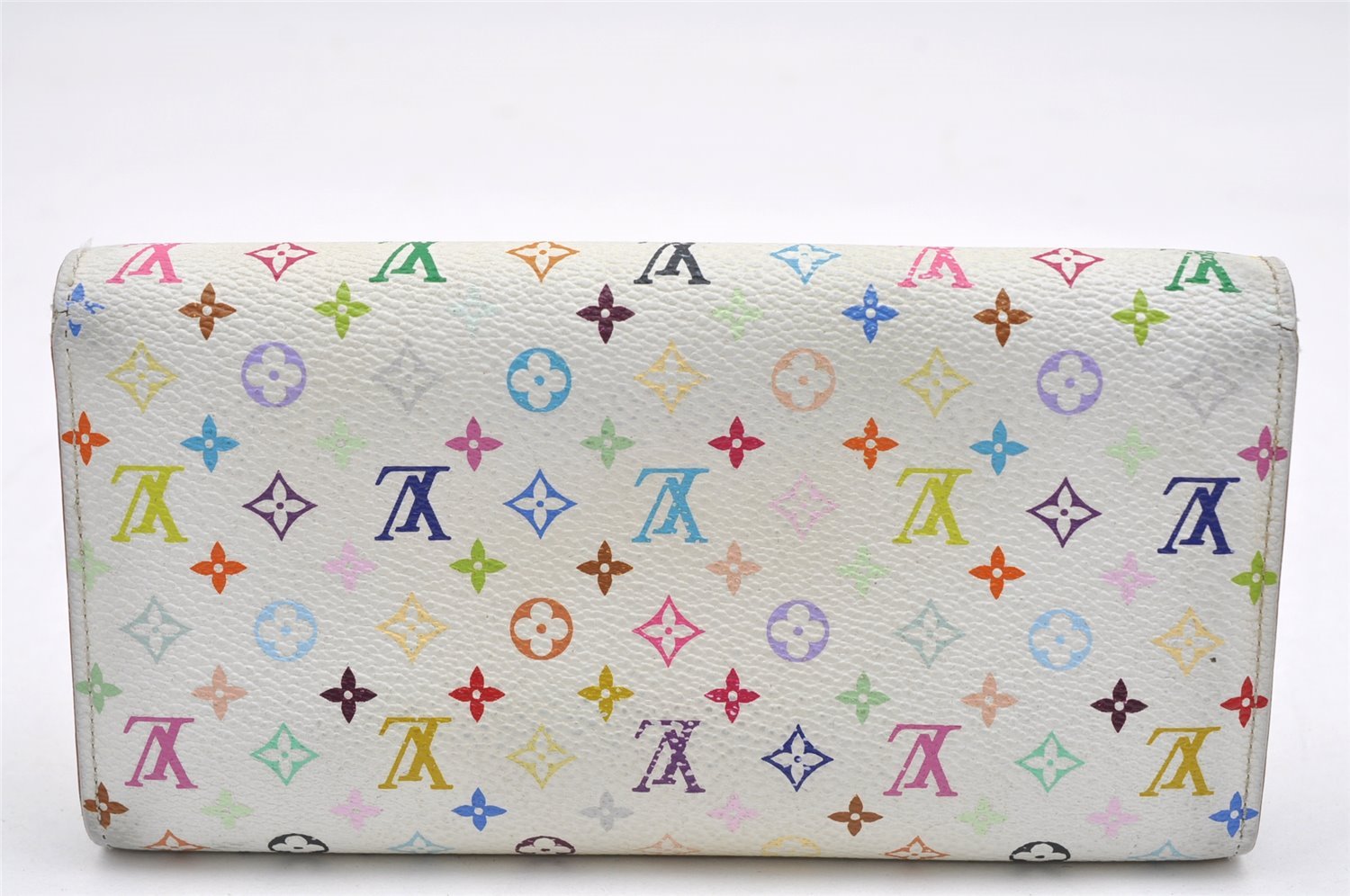 Auth Louis Vuitton Monogram Multicolor Portefeuille Sarah Wallet M93746 LV 6903K