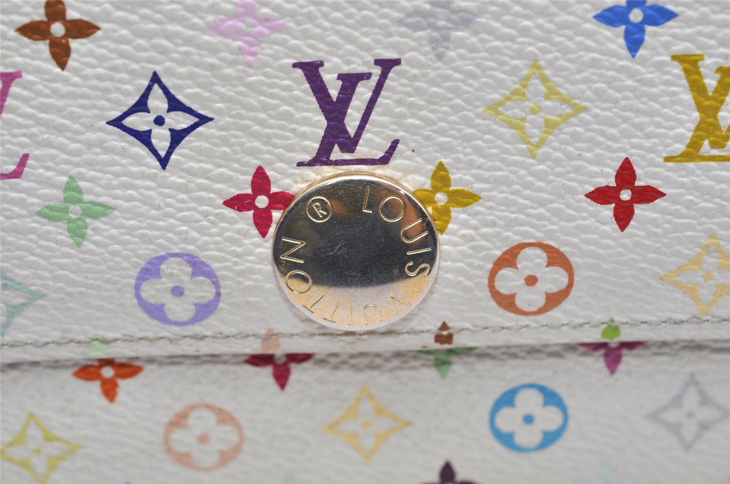 Auth Louis Vuitton Monogram Multicolor Portefeuille Sarah Wallet M93746 LV 6903K