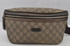 Authentic GUCCI Vintage Waist Body Bag Purse GG PVC Leather 233269 Brown 6907J