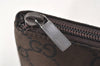 Authentic GUCCI Vintage Clutch Hand Bag Purse GG Canvas Leather Brown 6907K