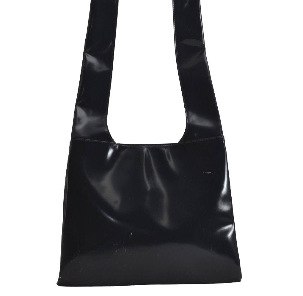 Authentic GUCCI Vintage Shoulder Bag Purse Enamel Navy Junk 6910J