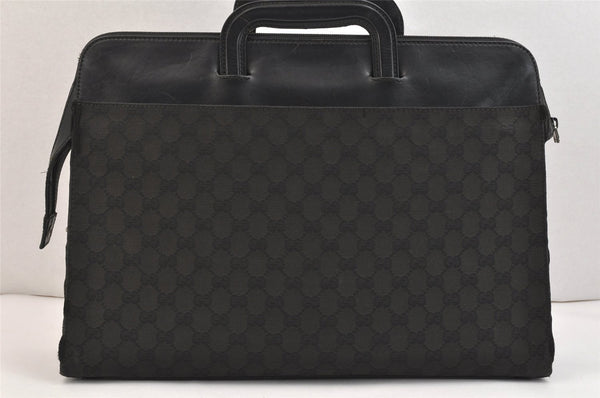 Authentic GUCCI 2Way Briefcase Business Bag GG Canvas Leather Black 6910K