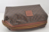 Authentic CELINE Macadam Blason Pattern Clutch Hand Bag PVC Leather Brown 6912K