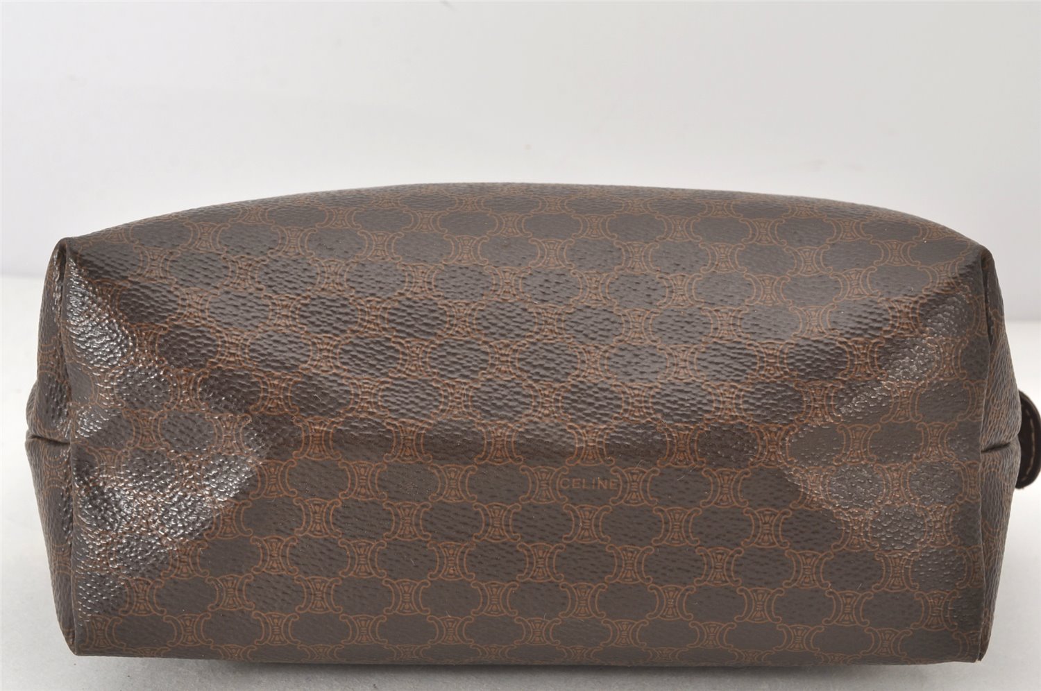 Authentic CELINE Macadam Blason Pattern Clutch Hand Bag PVC Leather Brown 6912K