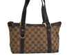 Authentic GUCCI Abbey Hand Tote Bag Purse GG Canvas Leather 141471 Brown 6913J