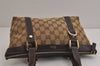 Authentic GUCCI Abbey Hand Tote Bag Purse GG Canvas Leather 141471 Brown 6913J