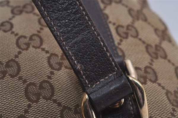 Authentic GUCCI Abbey Hand Tote Bag Purse GG Canvas Leather 141471 Brown 6913J
