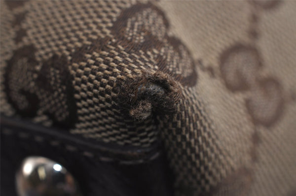 Authentic GUCCI Abbey Hand Tote Bag Purse GG Canvas Leather 141471 Brown 6913J