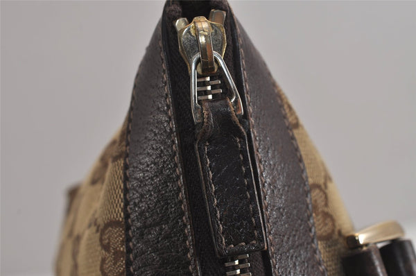 Authentic GUCCI Abbey Hand Tote Bag Purse GG Canvas Leather 141471 Brown 6913J