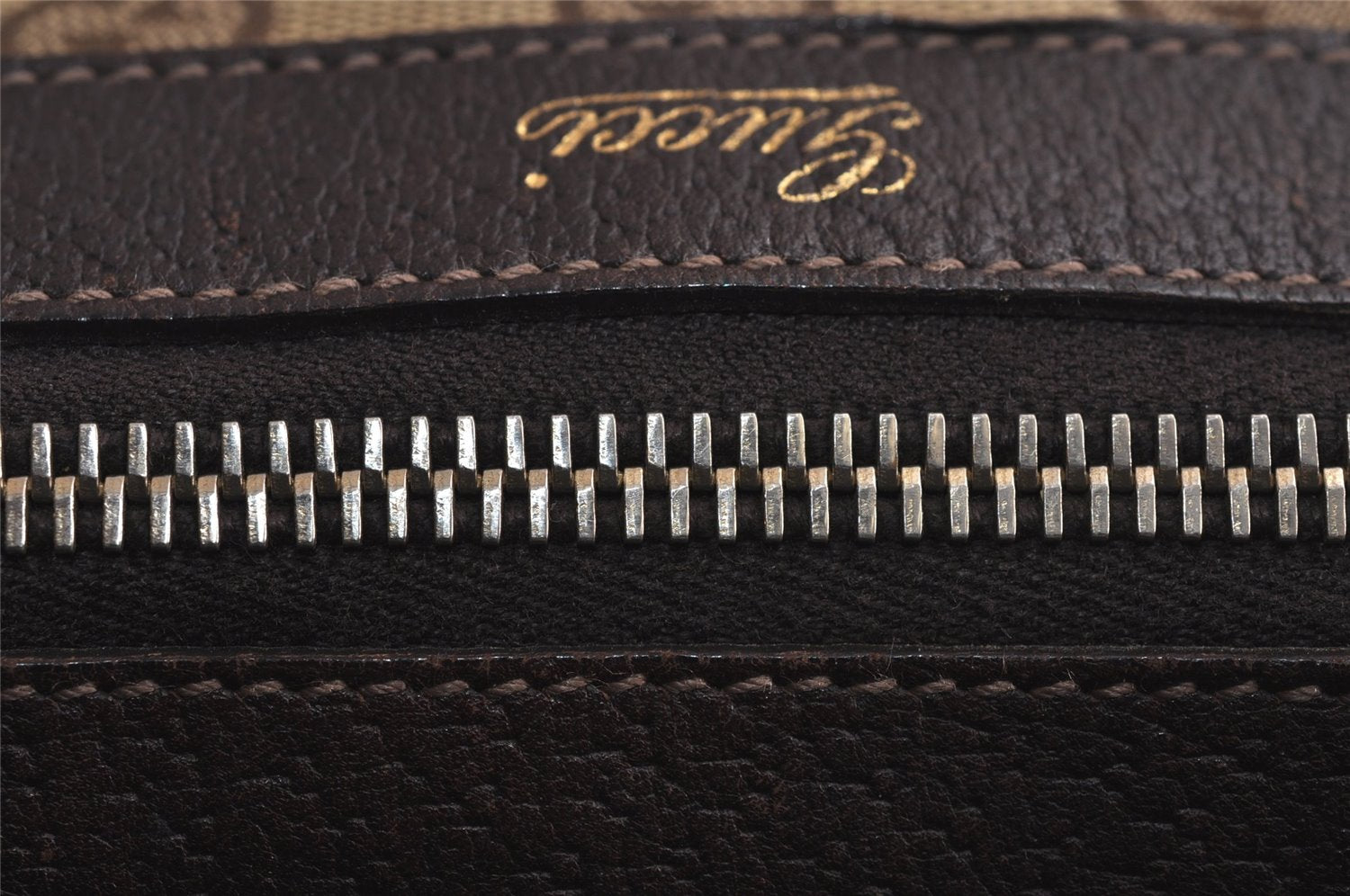 Authentic GUCCI Abbey Hand Tote Bag Purse GG Canvas Leather 141471 Brown 6913J