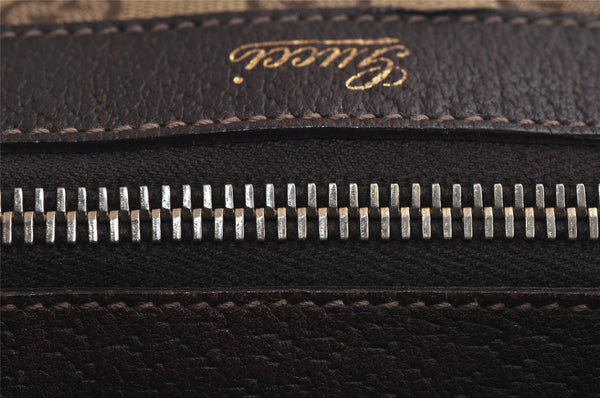 Authentic GUCCI Abbey Hand Tote Bag Purse GG Canvas Leather 141471 Brown 6913J