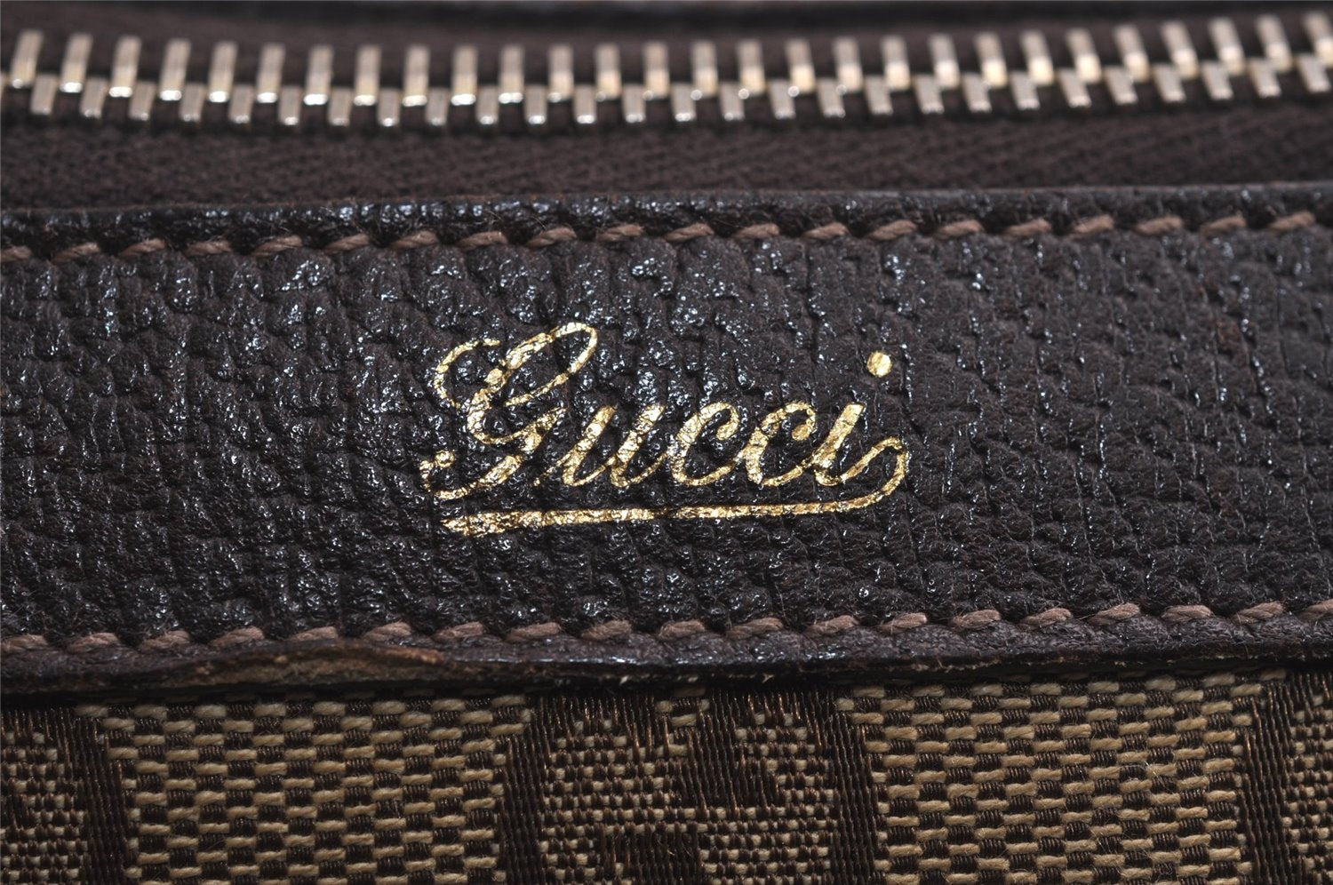 Authentic GUCCI Abbey Hand Tote Bag Purse GG Canvas Leather 141471 Brown 6913J