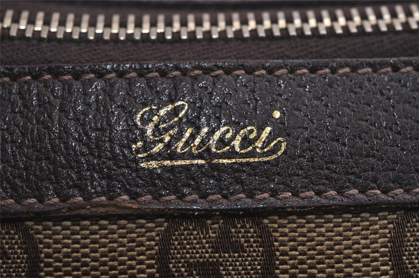 Authentic GUCCI Abbey Hand Tote Bag Purse GG Canvas Leather 141471 Brown 6913J