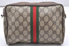 Authentic GUCCI Web Sherry Line Clutch Hand Bag GG PVC Leather Brown Junk 6914K