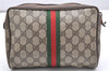 Authentic GUCCI Web Sherry Line Clutch Hand Bag GG PVC Leather Brown Junk 6914K