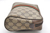 Authentic GUCCI Web Sherry Line Clutch Hand Bag GG PVC Leather Brown Junk 6914K