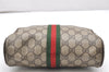 Authentic GUCCI Web Sherry Line Clutch Hand Bag GG PVC Leather Brown Junk 6914K